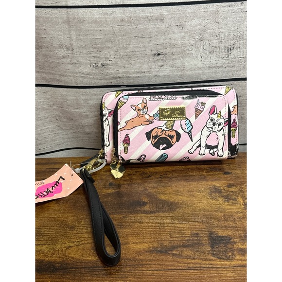 NWT Luv Betsey Johnson French‎ Bulldog Wallet Wristlet - Picture 1 of 4